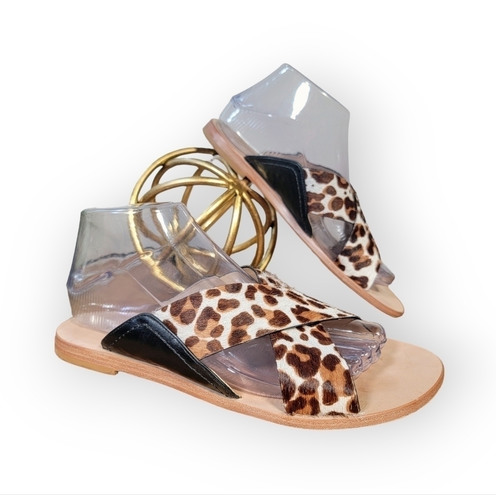 Trask Sandi Leopard Print Calf Hair Leather Size 8